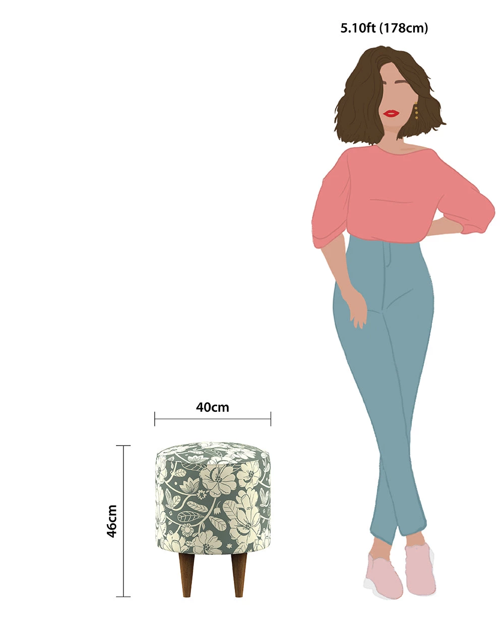 Chumbakdesign Furniture & Storage French Pouffe - Grey's Garden 7 Chumbakdesign Furniture & Storage French Pouffe - Grey's Garden