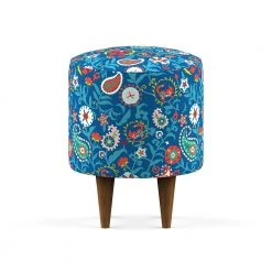 Chumbakdesign French Pouffe - India Paisleys Blue