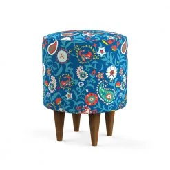 Chumbakdesign French Pouffe - India Paisleys Blue