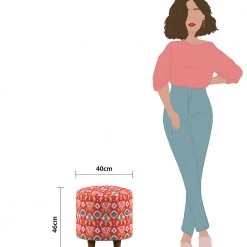 Chumbakdesign Furniture & Storage French Pouffe - Red Ikkat