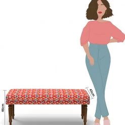 Chumbakdesign Furniture & Storage Nawaab Bench - Red Ikkat