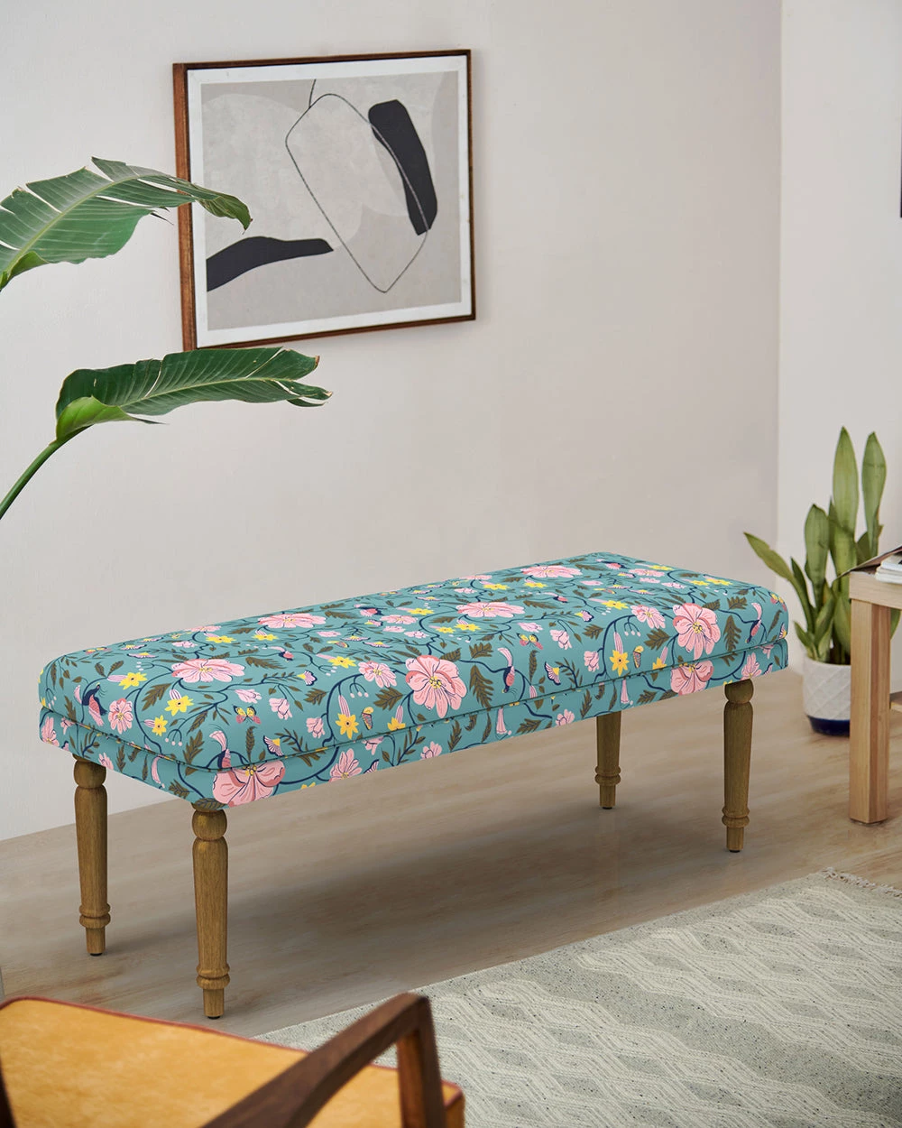 Chumbakdesign Nawaab Bench - Spring Bloom Teal Furniture & Storage 3 Chumbakdesign Nawaab Bench - Spring Bloom Teal Furniture & Storage