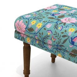 Chumbakdesign Nawaab Bench - Spring Bloom Teal Furniture & Storage 10 Chumbakdesign Nawaab Bench - Spring Bloom Teal Furniture & Storage