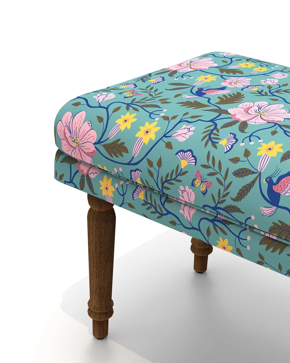 Chumbakdesign Nawaab Bench - Spring Bloom Teal Furniture & Storage 4 Chumbakdesign Nawaab Bench - Spring Bloom Teal Furniture & Storage