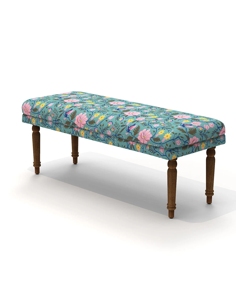 Chumbakdesign Nawaab Bench - Spring Bloom Teal Furniture & Storage 6 Chumbakdesign Nawaab Bench - Spring Bloom Teal Furniture & Storage