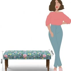 Chumbakdesign Nawaab Bench - Spring Bloom Teal Furniture & Storage 14 Chumbakdesign Nawaab Bench - Spring Bloom Teal Furniture & Storage