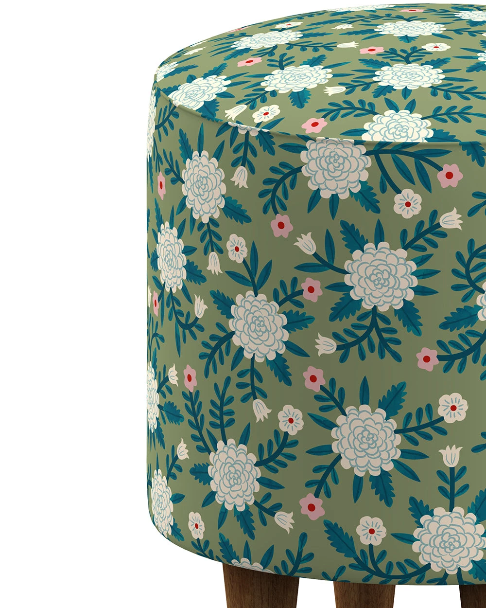 Chumbakdesign Furniture & Storage French Pouffe - Spring Marigold Green 6 Chumbakdesign Furniture & Storage French Pouffe - Spring Marigold Green