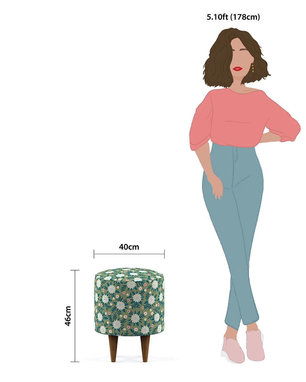 Chumbakdesign Furniture & Storage French Pouffe - Spring Marigold Green 7 Chumbakdesign Furniture & Storage French Pouffe - Spring Marigold Green