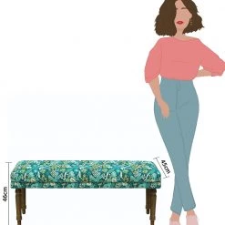 Chumbakdesign Nawaab Bench - Tropical Ikkat Green Furniture & Storage