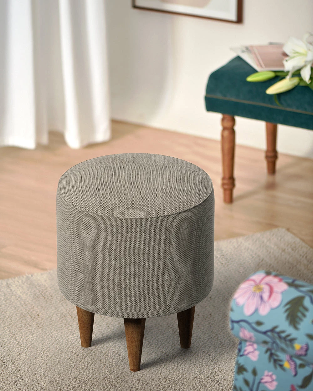 Chumbakdesign Furniture & Storage French Pouffe - Bangalore Grey 3 Chumbakdesign Furniture & Storage French Pouffe - Bangalore Grey