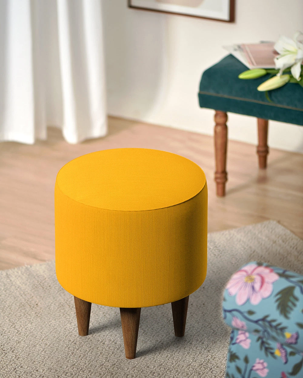 Chumbakdesign French Pouffe - Sahara Mustard 3 Chumbakdesign French Pouffe - Sahara Mustard