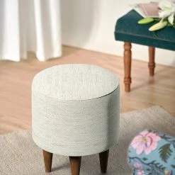 Chumbakdesign Furniture & Storage French Pouffe - Srilanka Ivory