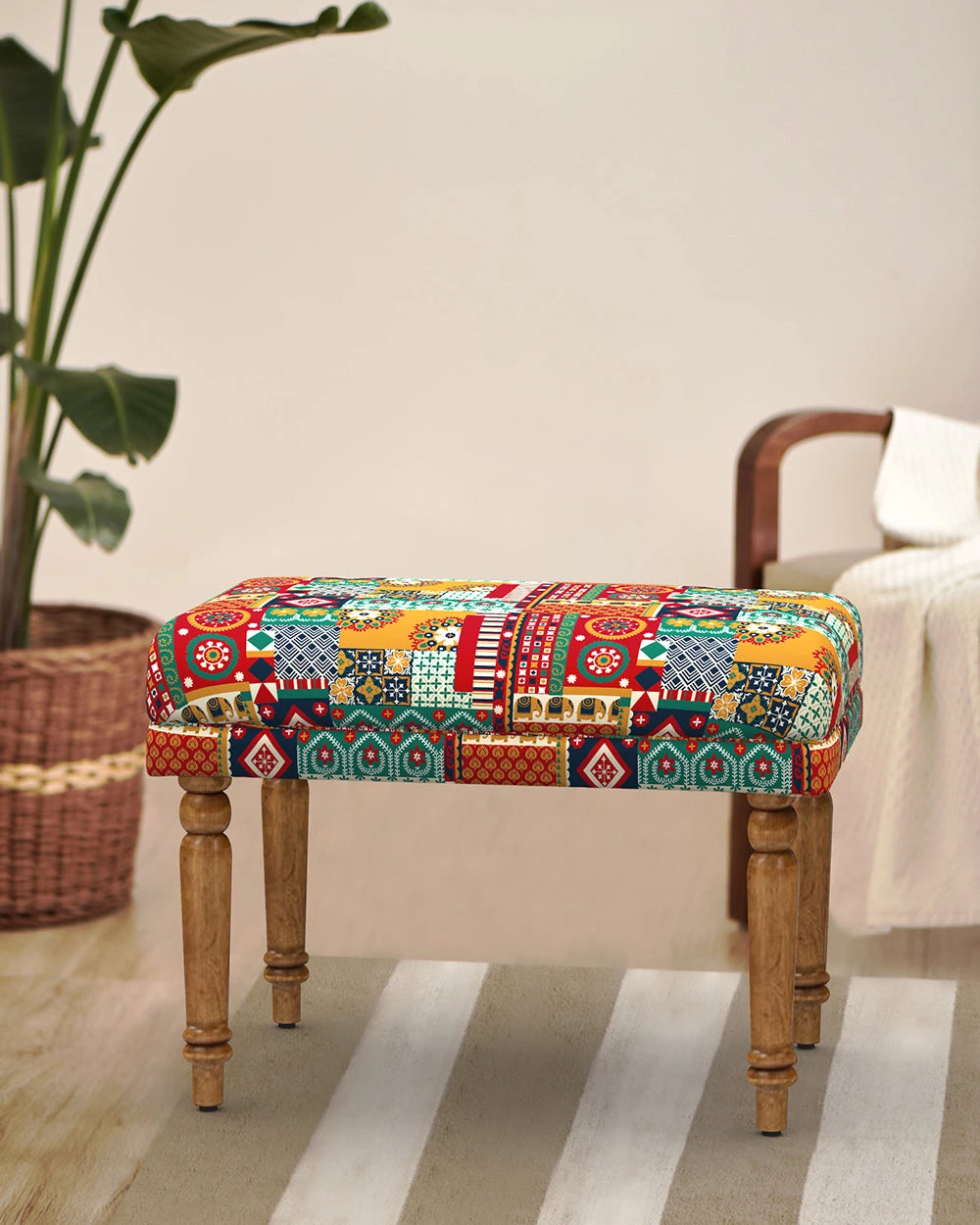 Chumbakdesign Furniture & Storage Nawaab Bench Small - Floral Swirls 3 Chumbakdesign Furniture & Storage Nawaab Bench Small - Floral Swirls