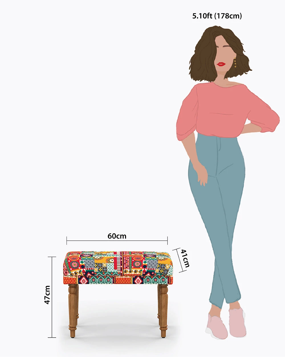 Chumbakdesign Furniture & Storage Nawaab Bench Small - Floral Swirls 10 Chumbakdesign Furniture & Storage Nawaab Bench Small - Floral Swirls