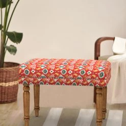 Chumbakdesign Nawaab Bench Small - Red Ikkat