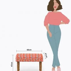 Chumbakdesign Nawaab Bench Small - Red Ikkat