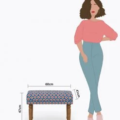 Chumbakdesign Nawaab Bench Small - Blue Ikkat 17 Chumbakdesign Nawaab Bench Small - Blue Ikkat