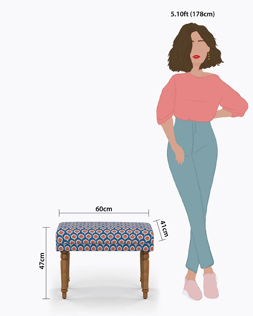 Chumbakdesign Nawaab Bench Small - Blue Ikkat 10 Chumbakdesign Nawaab Bench Small - Blue Ikkat