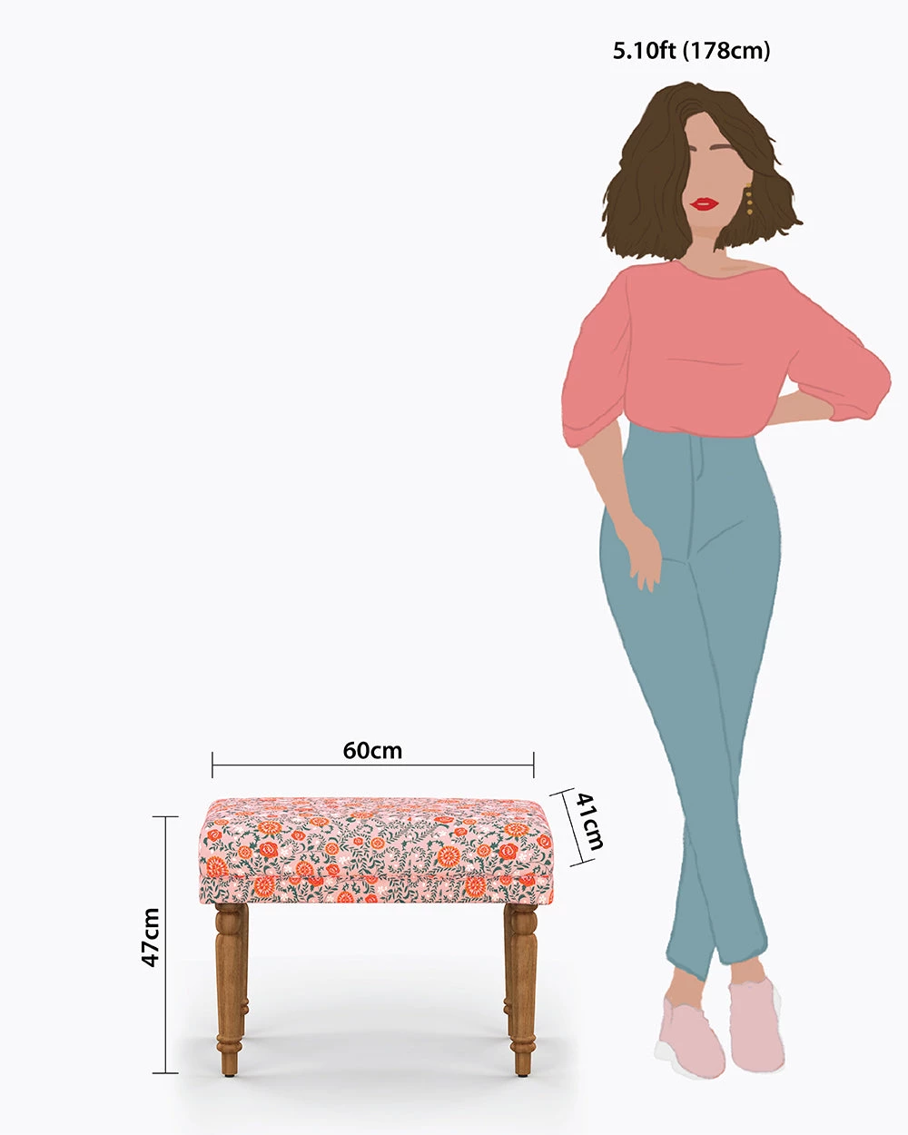 Chumbakdesign Furniture & Storage Nawaab Bench Small - Earthy Florals 10 Chumbakdesign Furniture & Storage Nawaab Bench Small - Earthy Florals