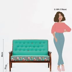 Chumbakdesign Memsaab Loveseat - 2 Seater, Tuffted Teal