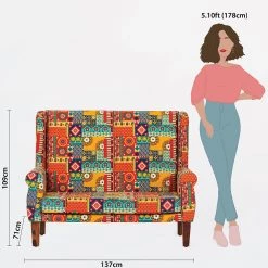 Chumbakdesign Furniture & Storage Begum Loveseat - 2 Seater, Floral Swirls