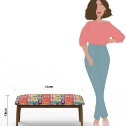 Chumbakdesign Jodhpur Bench - Floral Swirls Red