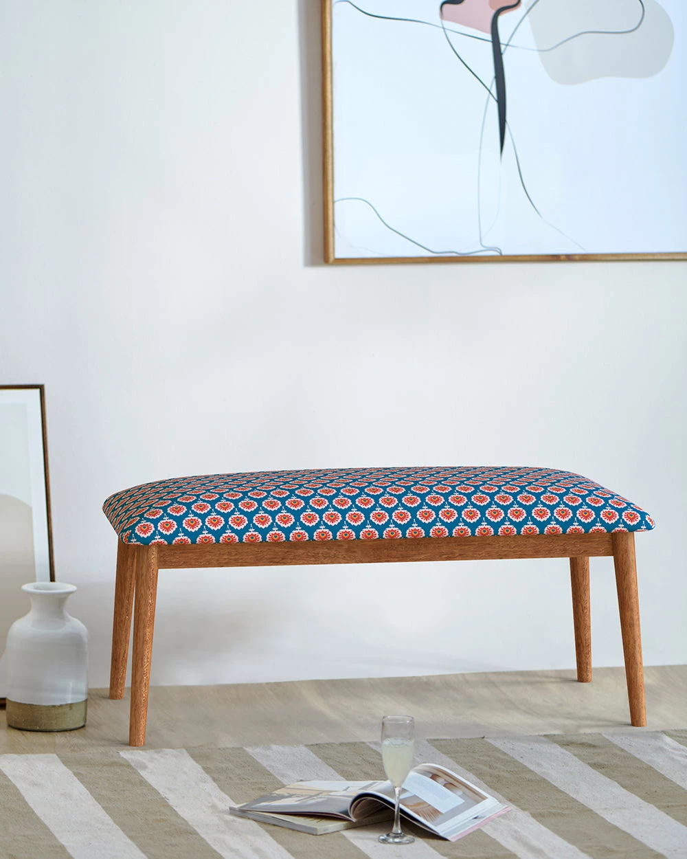 Chumbakdesign Furniture & Storage Jodhpur Bench - Blue Ikkat 3 Chumbakdesign Furniture & Storage Jodhpur Bench - Blue Ikkat