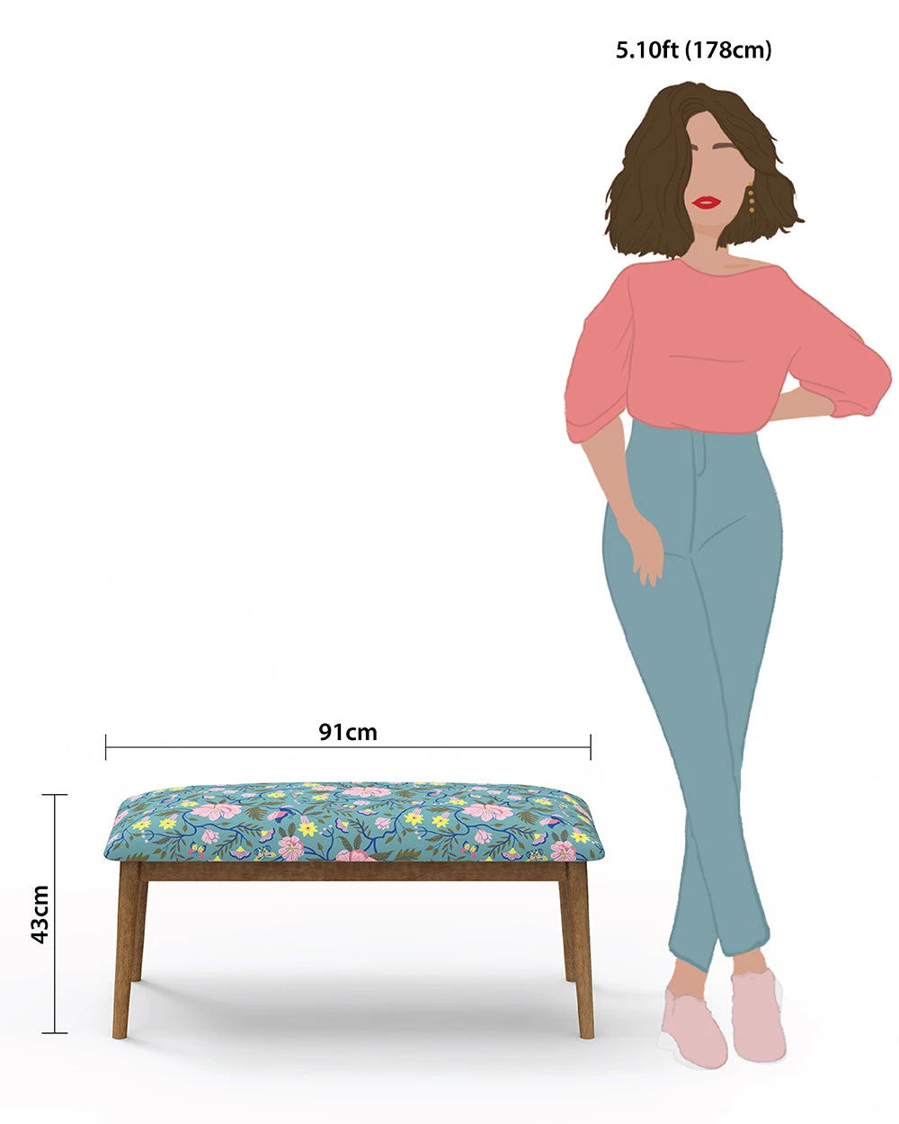 Chumbakdesign Furniture & Storage Jodhpur Bench - Spring Bloom Teal 9 Chumbakdesign Furniture & Storage Jodhpur Bench - Spring Bloom Teal