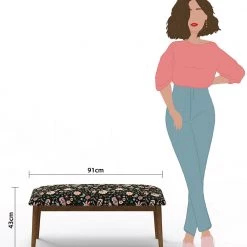 Chumbakdesign Jodhpur Bench - Bohemian Paisleys Black Furniture & Storage