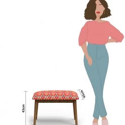 Chumbakdesign Jodhpur Bench Small -Red Ikkat