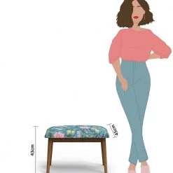 Chumbakdesign Jodhpur Bench Small - Spring Bloom Teal Furniture & Storage