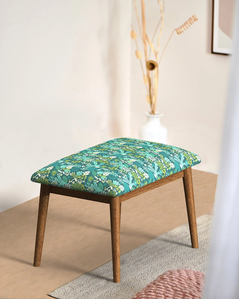 Chumbakdesign Furniture & Storage Jodhpur Bench Small - Tropical Ikkat Green 3 Chumbakdesign Furniture & Storage Jodhpur Bench Small - Tropical Ikkat Green