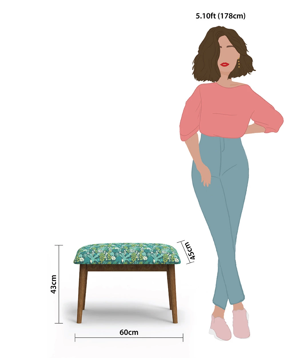 Chumbakdesign Furniture & Storage Jodhpur Bench Small - Tropical Ikkat Green 9 Chumbakdesign Furniture & Storage Jodhpur Bench Small - Tropical Ikkat Green