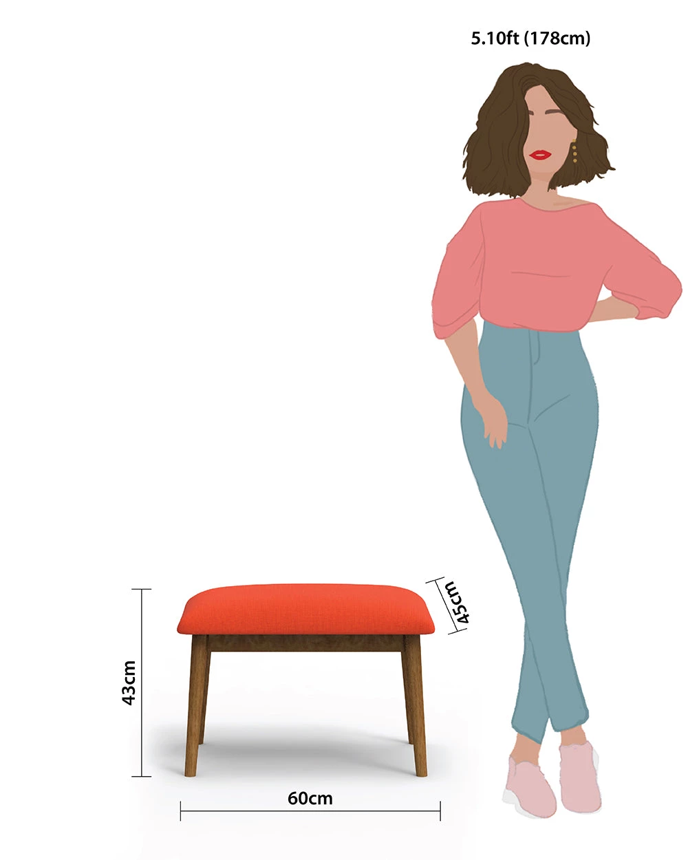 Chumbakdesign Jodhpur Bench Small - Carribean Coral 9 Chumbakdesign Jodhpur Bench Small - Carribean Coral