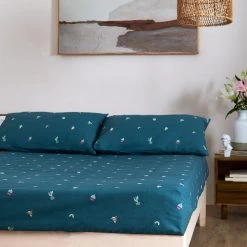 Chumbakdesign Bed & Furnishing TEAL By Chumbak Sahara Desert Bedsheet - Queen Size, 136TC, Dark Blue