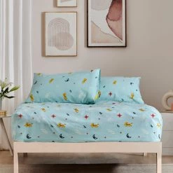 Chumbakdesign TEAL By Chumbak Siberian Tigers Bedsheet - Queen Size, 136TC, Blue