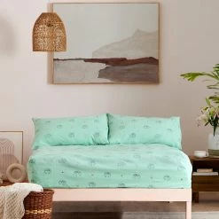 Chumbakdesign Bed & Furnishing TEAL By Chumbak Savannahs Elephants Bedsheet - Queen Size, 136TC, Green