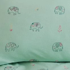 Chumbakdesign Bed & Furnishing TEAL By Chumbak Savannahs Elephants Bedsheet - Queen Size, 136TC, Green