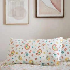 Chumbakdesign Bed & Furnishing TEAL By Chumbak Cypress Paisleys Double Bedsheet Queen Size, 136TC, Ivory