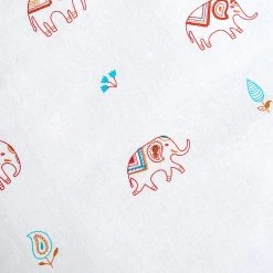 Chumbakdesign Bed & Furnishing TEAL By Chumbak Savannahs Elephants Bedsheet - Queen Size , 136TC, Ivory