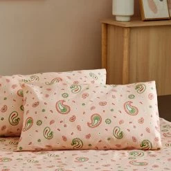 Chumbakdesign Bed & Furnishing TEAL By Chumbak Cypress Paisleys Double Bedsheet Queen Size, 136TC, Peach 10 Chumbakdesign Bed & Furnishing TEAL By Chumbak Cypress Paisleys Double Bedsheet Queen Size, 136TC, Peach