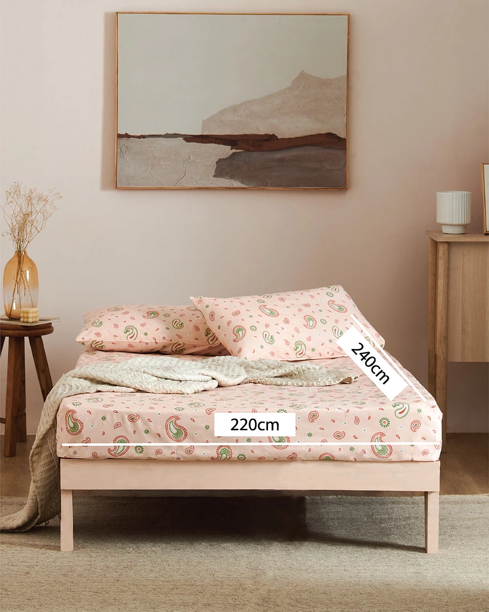 Chumbakdesign Bed & Furnishing TEAL By Chumbak Cypress Paisleys Double Bedsheet Queen Size, 136TC, Peach 8 Chumbakdesign Bed & Furnishing TEAL By Chumbak Cypress Paisleys Double Bedsheet Queen Size, 136TC, Peach