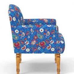 Chumbakdesign Furniture & Storage Nawaab Arm Chair - India Paisleys Blue 11 Chumbakdesign Furniture & Storage Nawaab Arm Chair - India Paisleys Blue