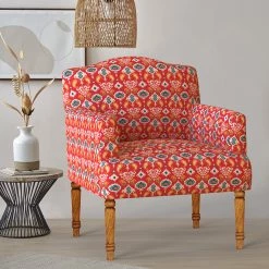 Chumbakdesign Nawaab Arm Chair - Red Ikkat