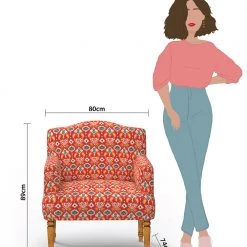 Chumbakdesign Nawaab Arm Chair - Red Ikkat