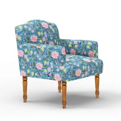 Chumbakdesign Nawaab Arm Chair - Spring Bloom Teal Furniture & Storage