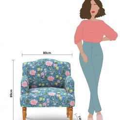 Chumbakdesign Nawaab Arm Chair - Spring Bloom Teal Furniture & Storage