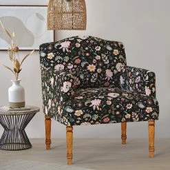 Chumbakdesign Nawaab Arm Chair - Bohemian Paisleys Black Furniture & Storage