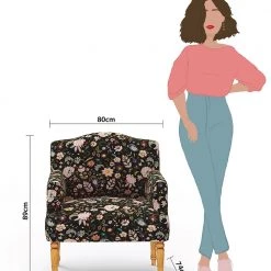 Chumbakdesign Nawaab Arm Chair - Bohemian Paisleys Black Furniture & Storage