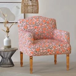 Chumbakdesign Nawaab Arm Chair - Earthy Florals Peach